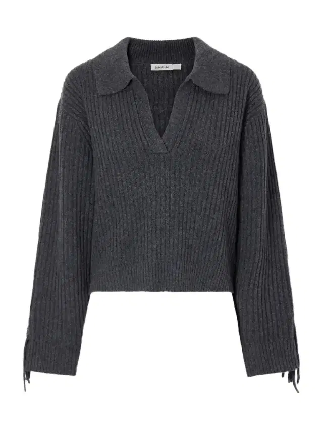 Simkhai Natalia Fringed Ribbed Wool And Recycled Cashmere-blend Polo Sweater
