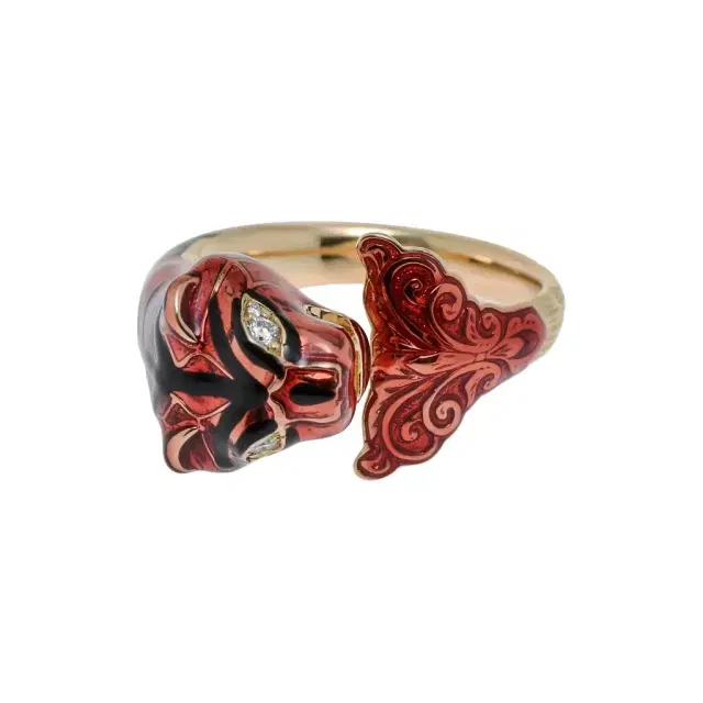 Gucci Gucci Le Marché Des Merveilles 18K Rose Gold Diamond and Enamel Ring Sz. 6 by The Solist