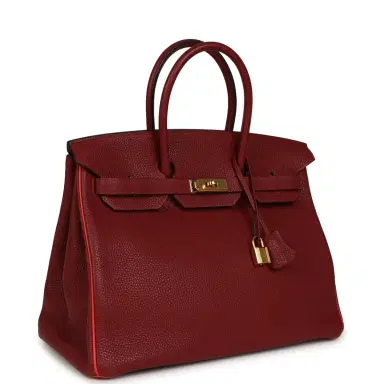 HERMÈS Pre-owned Hermes Special Order (HSS) Birkin 35 Rouge H Verso Togo Gold Hardware | Thumbnail 2 HERMÈS Pre-owned Hermes Special Order (HSS) Birkin 35 Rouge H Verso Togo Gold Hardware | Thumbnail 2
