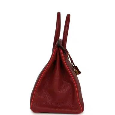 HERMÈS Pre-owned Hermes Special Order (HSS) Birkin 35 Rouge H Verso Togo Gold Hardware | Thumbnail 3 HERMÈS Pre-owned Hermes Special Order (HSS) Birkin 35 Rouge H Verso Togo Gold Hardware | Thumbnail 3