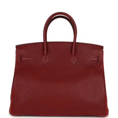 HERMÈS Pre-owned Hermes Special Order (HSS) Birkin 35 Rouge H Verso Togo Gold Hardware | Thumbnail 4 HERMÈS Pre-owned Hermes Special Order (HSS) Birkin 35 Rouge H Verso Togo Gold Hardware | Thumbnail 4