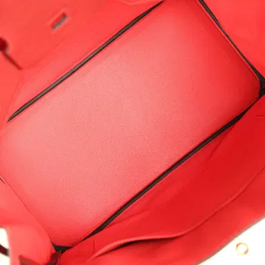 HERMÈS Pre-owned Hermes Special Order (HSS) Birkin 35 Rouge H Verso Togo Gold Hardware | Thumbnail 8 HERMÈS Pre-owned Hermes Special Order (HSS) Birkin 35 Rouge H Verso Togo Gold Hardware | Thumbnail 8