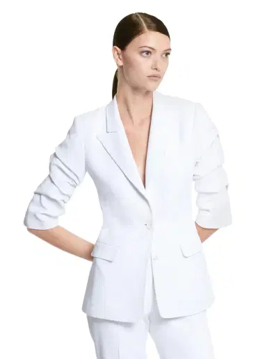 Michael Kors Collection Double Crepe Sablé Crushed-Sleeve Blazer | Thumbnail 1 Michael Kors Collection Double Crepe Sablé Crushed-Sleeve Blazer | Thumbnail 1