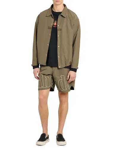 Rhude Men's Logo Cotton-Nylon Ripstop Coach's Jacket - Taupe | Thumbnail 2