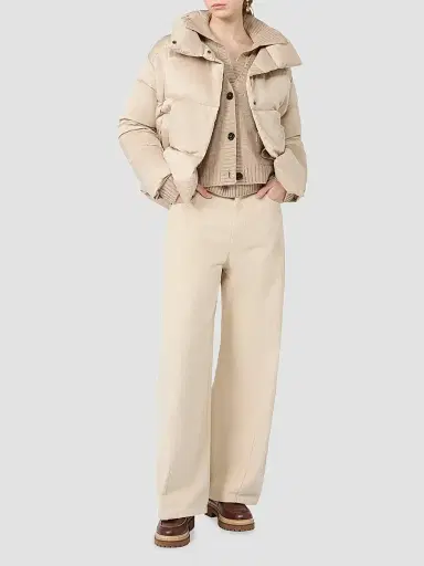Weekend Max Mara Women's Short Down Jacket in Technical Satin - Sand | Thumbnail 2