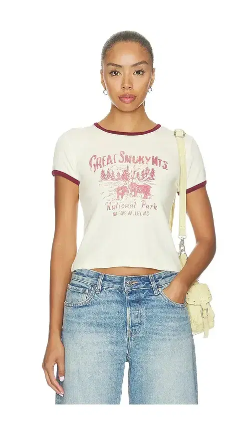 DAYDREAMER Great Smoky Mtns Contrast Slim Ringer Tee