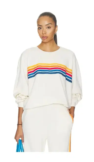 Aviator Nation 5 Stripe Crew Relaxed Sweatshirt | Thumbnail 1 Aviator Nation 5 Stripe Crew Relaxed Sweatshirt | Thumbnail 1