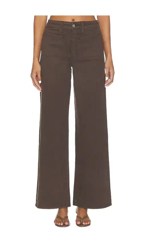 PAIGE Anessa With Front Yoke & Stitch Through Pockets Wide Leg Jeans