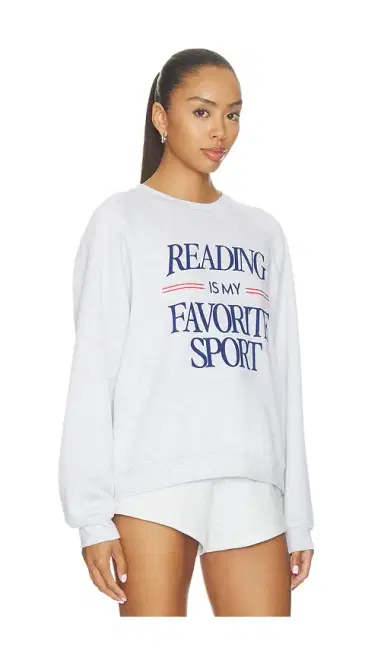 Sunny Somewhere Reading Is My Favorite Sport Raglan Crew Sweater | Thumbnail 2