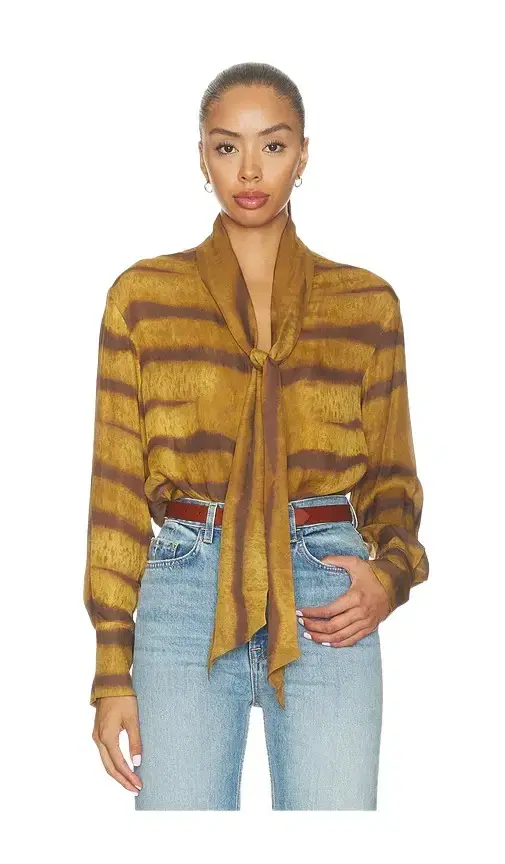 Frame The Silk Oversized Tie Shirt