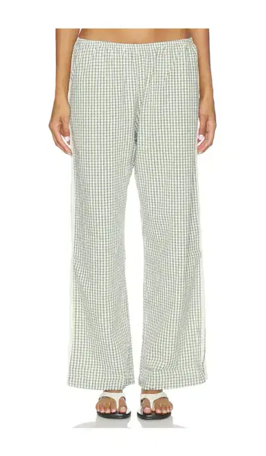 DONNI. The Cotton Gingham Stripe Crop Pant | Thumbnail 2