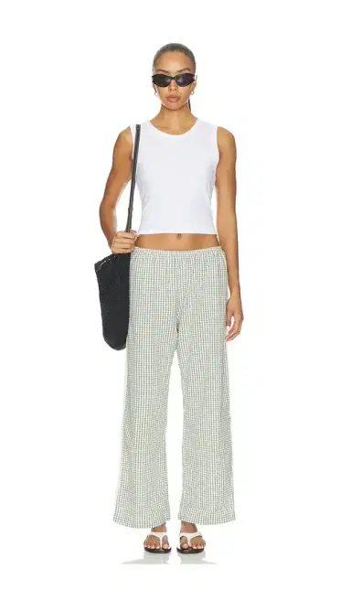 DONNI. The Cotton Gingham Stripe Crop Pant | Thumbnail 5