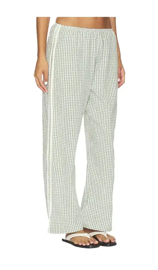 DONNI. The Cotton Gingham Stripe Crop Pant