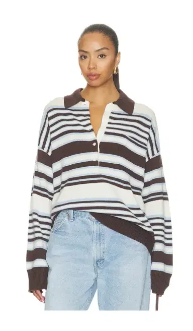 GOOD AMERICAN The Oversized Rugby Sweater | Thumbnail 1