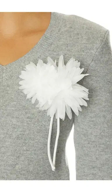Self-Portrait Grey Flower Wool Jumper | Thumbnail 6