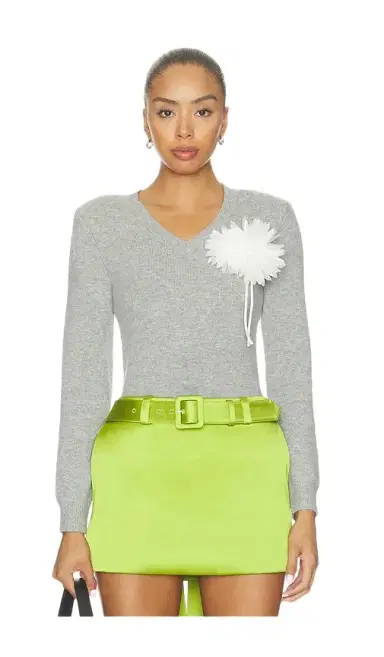 Self-Portrait Grey Flower Wool Jumper | Thumbnail 1