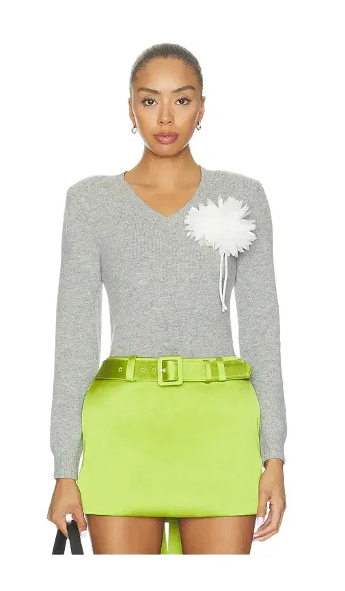 Self-Portrait Grey Flower Wool Jumper