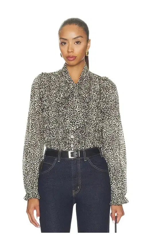 Sea Charlize Print Longsleeve Bow Top