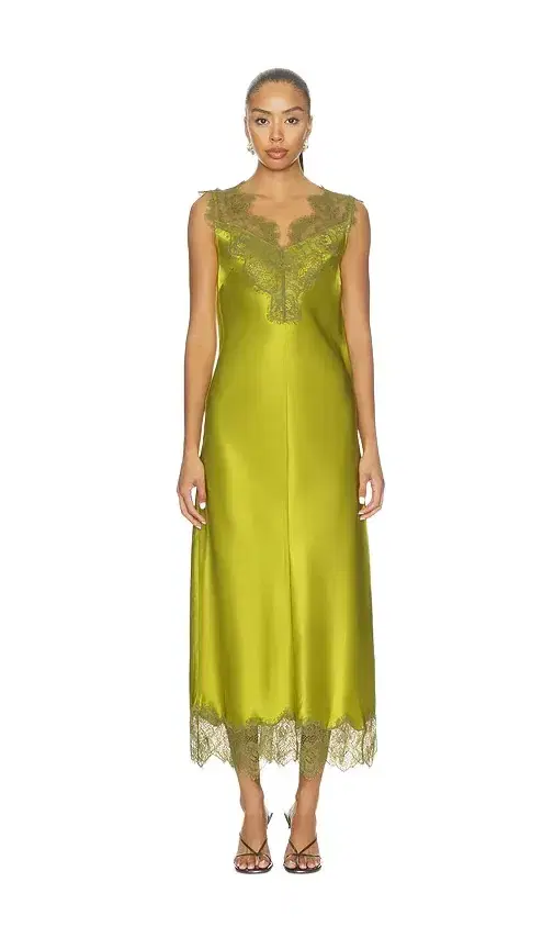 SIMONMILLER Bea Satin Lace Midi Dress