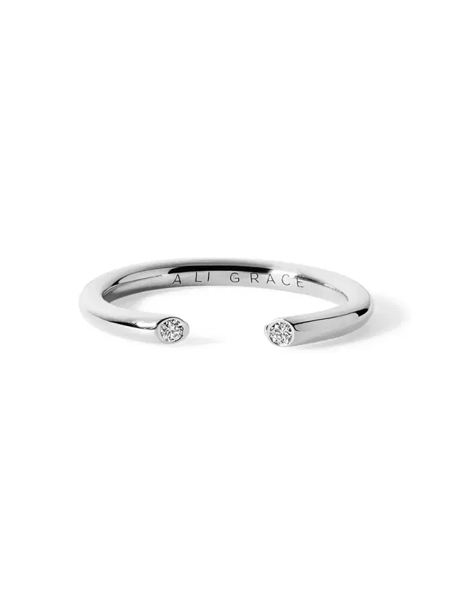aligrace White Gold Tina Ring with Diamonds