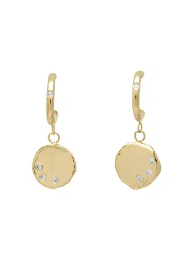 aligrace Yellow Gold Diamond Diamond Drop Huggies | Thumbnail 1