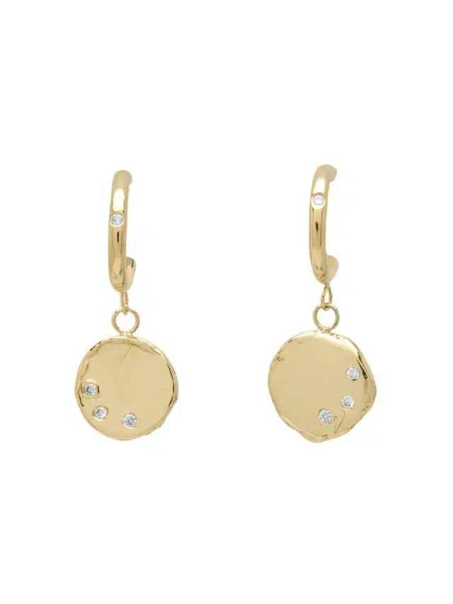 aligrace Yellow Gold Diamond Diamond Drop Huggies