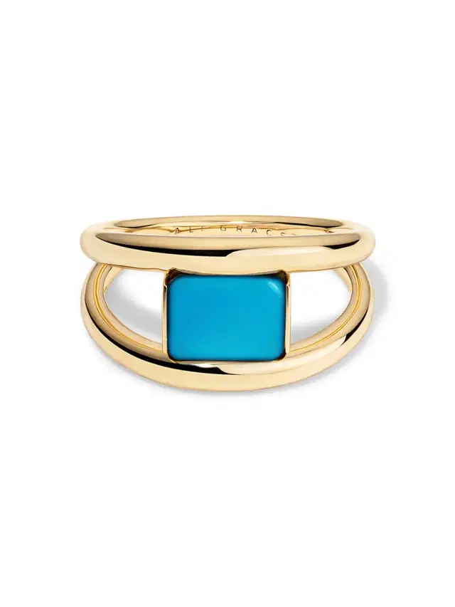 aligrace Yellow Gold Floating Turquoise Ring