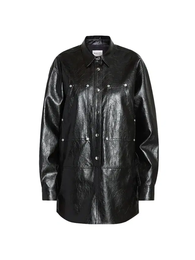 ISABEL MARANT ÉTOILE Women's Ayali Faux-Leather Shirtdress - Black