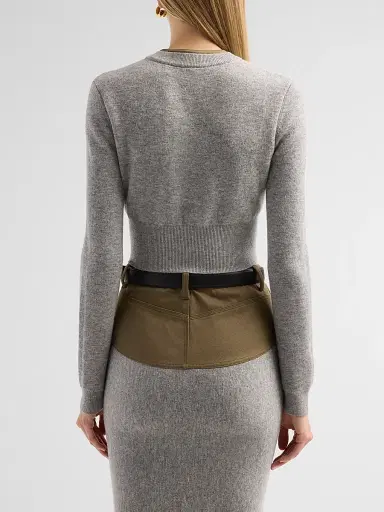 Self-Portrait Women's Grey Contrast Placket Cardigan | Thumbnail 3 Self-Portrait Women's Grey Contrast Placket Cardigan | Thumbnail 3