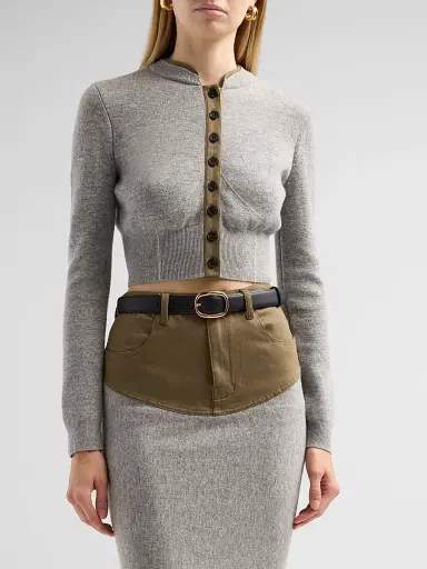 Self-Portrait Women's Grey Contrast Placket Cardigan | Thumbnail 4 Self-Portrait Women's Grey Contrast Placket Cardigan | Thumbnail 4