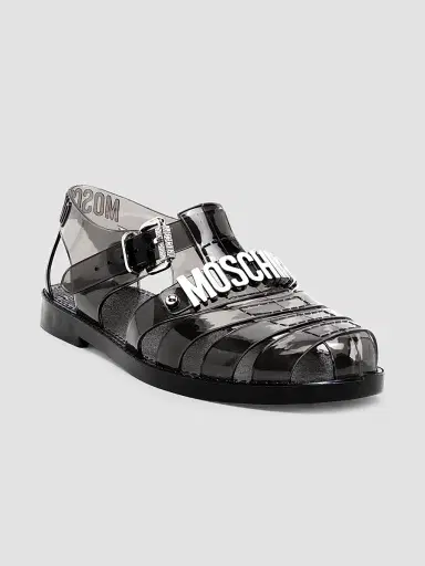 MOSCHINO Women's Lettering Jelly Fisherman Sandals - Black | Thumbnail 2 MOSCHINO Women's Lettering Jelly Fisherman Sandals - Black | Thumbnail 2