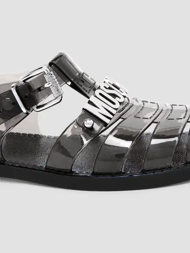 MOSCHINO Women's Lettering Jelly Fisherman Sandals - Black | Thumbnail 5 MOSCHINO Women's Lettering Jelly Fisherman Sandals - Black | Thumbnail 5
