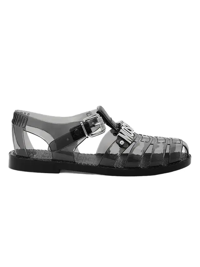 MOSCHINO Women's Lettering Jelly Fisherman Sandals - Black
