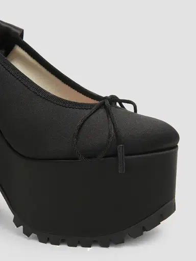MOSCHINO Women's Ballerina Satin 145MM Platform Pumps - Black | Thumbnail 5 MOSCHINO Women's Ballerina Satin 145MM Platform Pumps - Black | Thumbnail 5