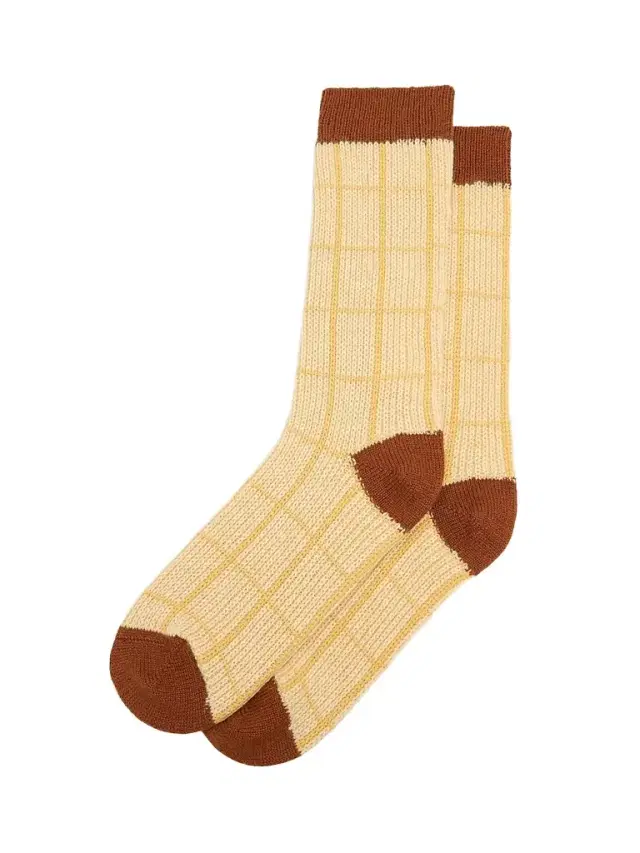 Guest In Residence Women's The Checker Cashmere Soft Socks - Butter Combo