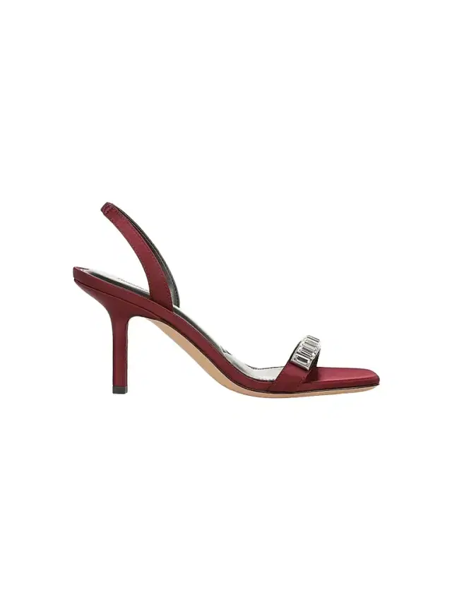 Favorite Daughter Women's Selena 80MM Crystal-Embellished Satin Slingback Sandals - Bordeaux Clear