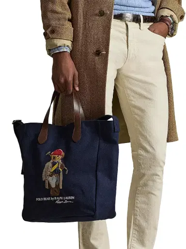Polo Ralph Lauren Men's Embroidered Polo Bear Cotton Canvas Tote Bag - Newport Navy | Thumbnail 3