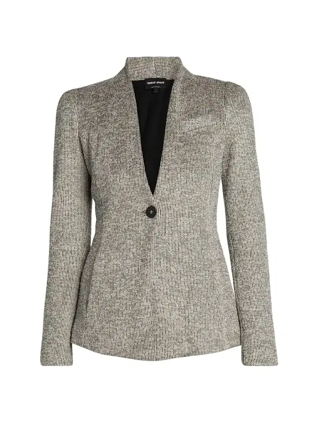 Giorgio Armani Women's Textured One-Button Blazer - Gessato Beige