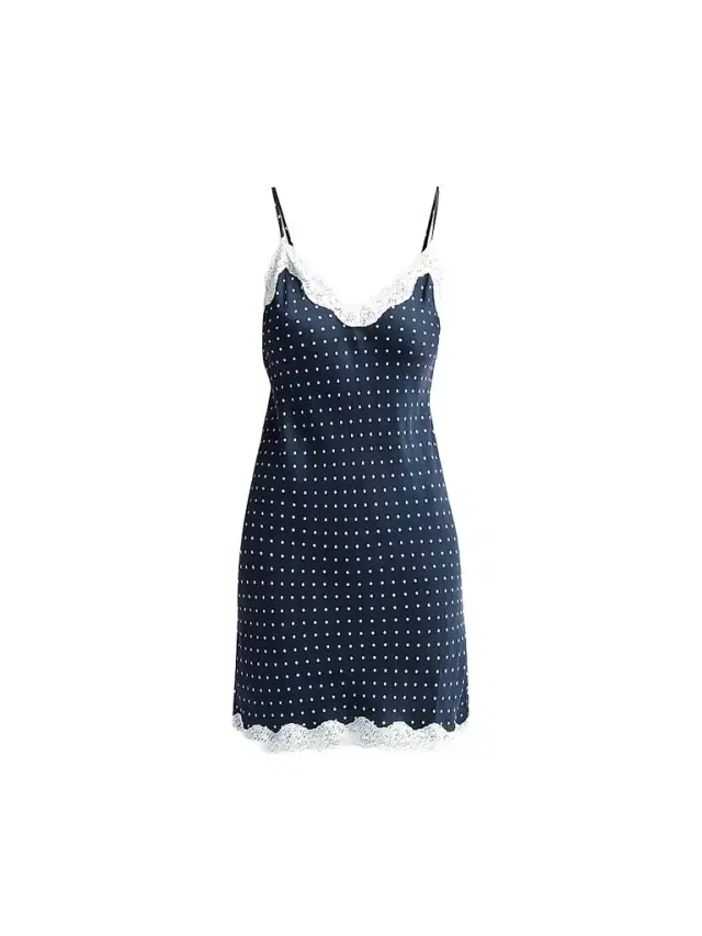 Papinelle Women's Annabelle Satin & Lace Mini Slip Nightgown - Deep Navy - Size XL