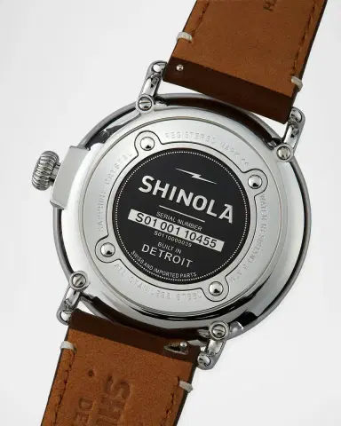 Shinola Men's 47mm Runwell Men's Watch, Cream/Dark Brown | Thumbnail 2