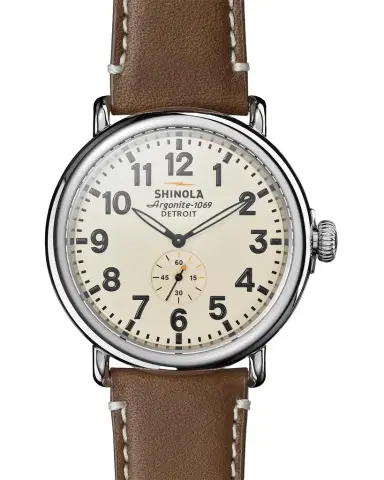 Shinola Men's 47mm Runwell Men's Watch, Cream/Dark Brown | Thumbnail 1