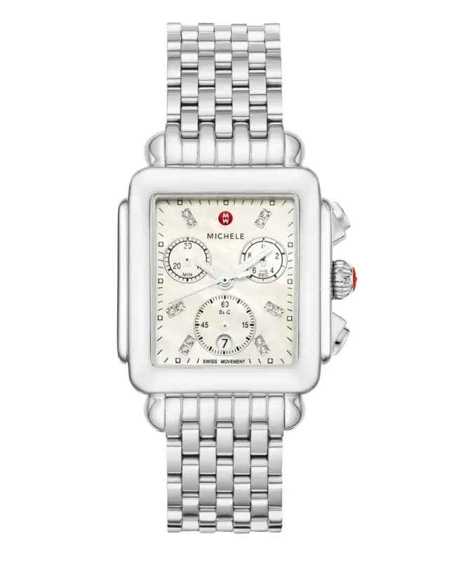 Michele Deco 18mm Stainless Steel Diamond Detail Watch
