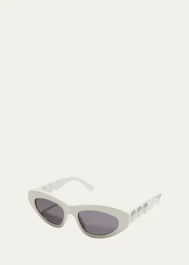 Alaïa Scallop Stud Metal & Acetate Cat-Eye Sunglasses | Thumbnail 2