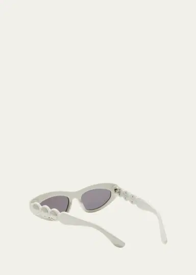 Alaïa Scallop Stud Metal & Acetate Cat-Eye Sunglasses | Thumbnail 3
