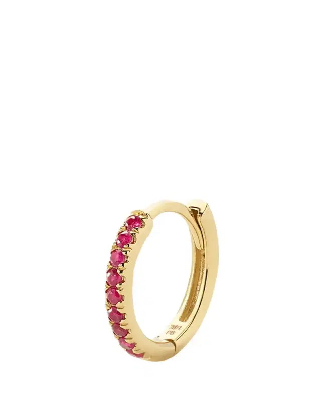 Alison Lou 14K Yellow Gold Ruby Huggie Earring, Single