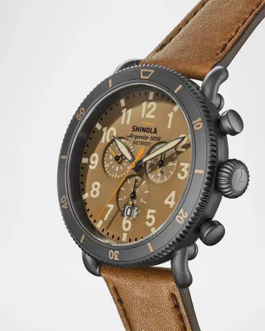 Shinola Men's Runwell Sport Chronograph Leather-Strap Watch, 48mm | Thumbnail 2