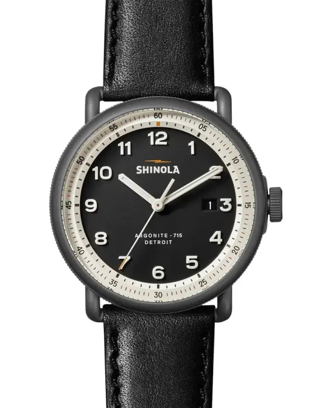 Shinola Canfield Model C Leather Strap Watch, 43mm
