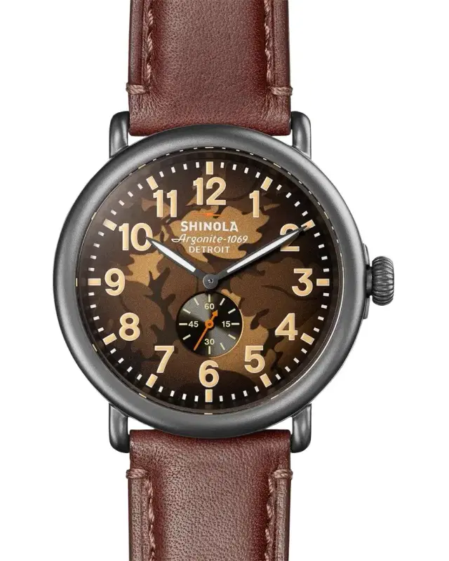 Shinola Runwell Leather-Strap Watch, 47mm