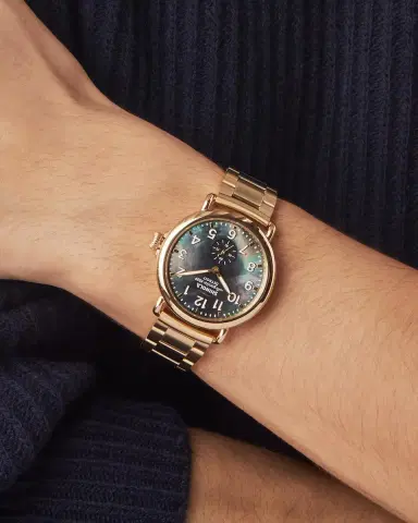 Shinola Runwell Sub Second PVD Gold Bracelet Watch, 41mm | Thumbnail 2