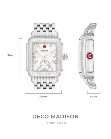 Michele Deco Mid Diamond Graphite Mother of Pearl Watch | Thumbnail 5
